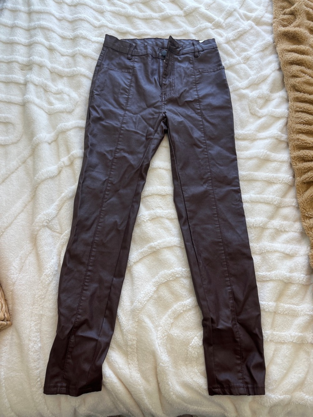 SHEIN Dark Brown Slim Straight Pants